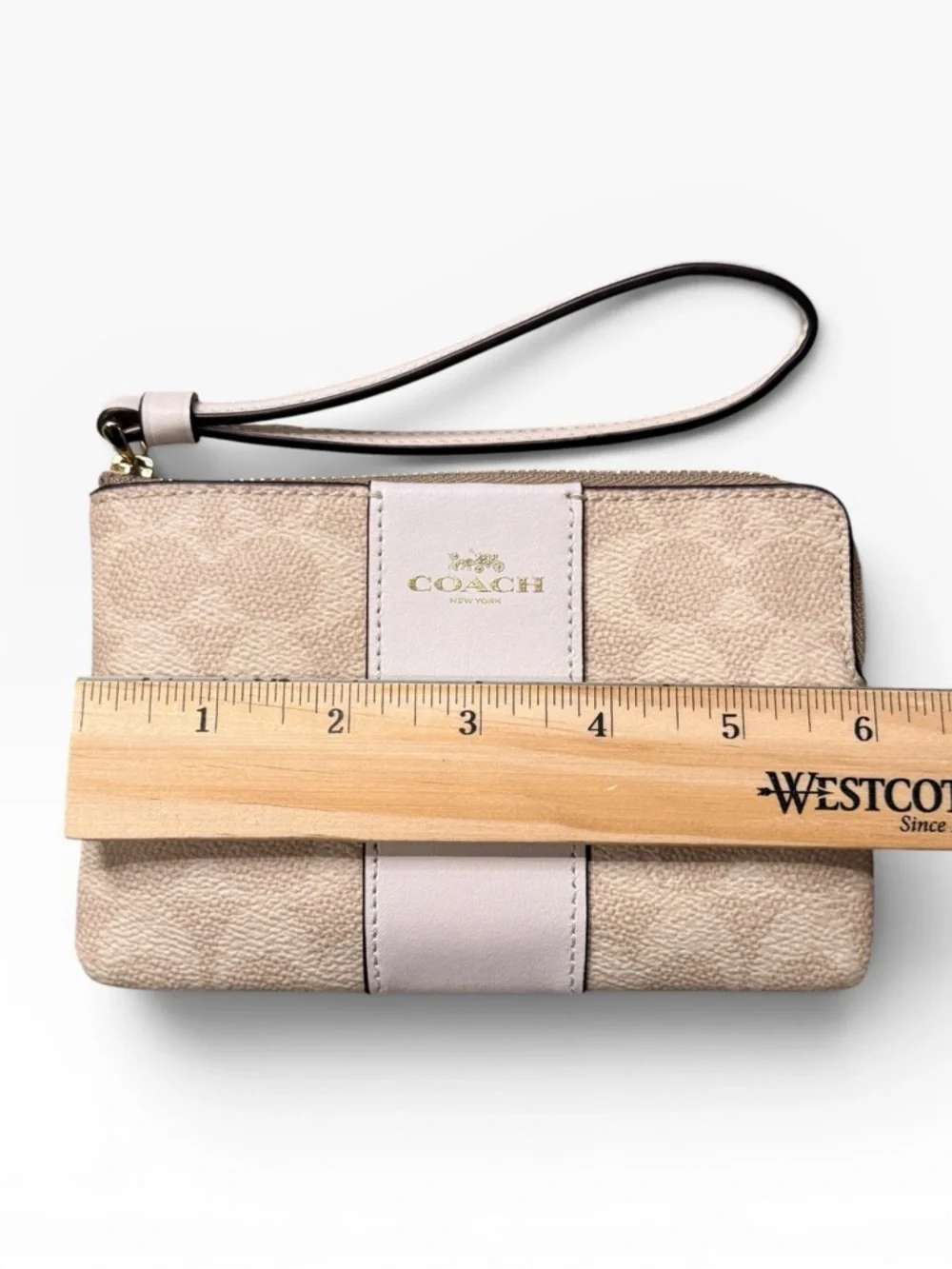Corner Zip Wristlet Signature Canvas With Stripe
